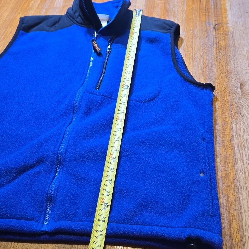 L.L. Bean Men Tall Medium Royal Blue Black Full Zip Fleece Vintage 90's USA Vest